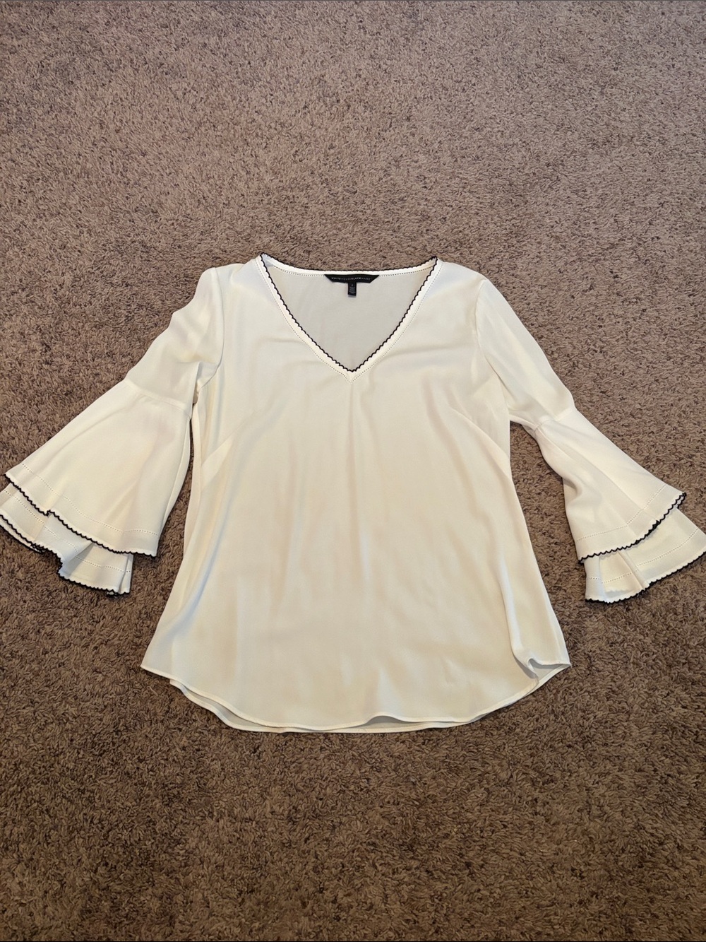 White House Black Marjet V-Neck Bell Sleeve Top 2 S